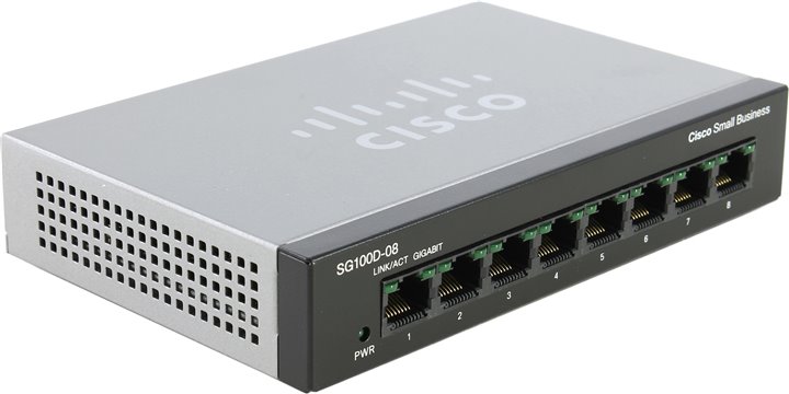 SWITCH CISCO SG100D-08 8-PORTS GIGABIT WITHOUT/ RKMNTS
