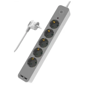 POWERTECH ΠΟΛΥΜΠΡΙΖΟ ΑΣΦΑΛΕΙΑΣ 5 ΘΕΣΕΩΝ ΜΕ 2 USB & ΚΑΛΩΔΙΟ 1.4m-PT-1059