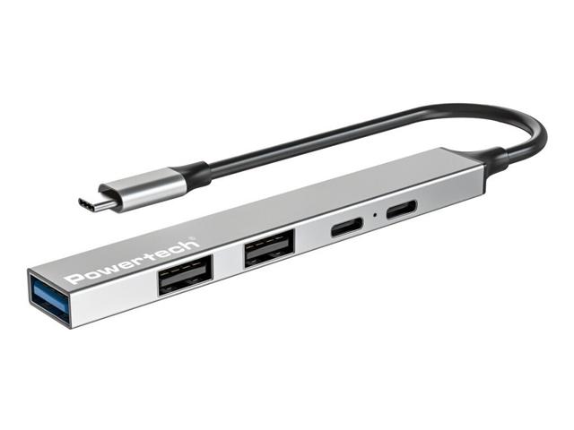 POWERTECH USB HUB DOCKING STATION 5x USB 3.2, 5Gbps, 100W, USB-C σύνδεση, Γκρι-PT-1414