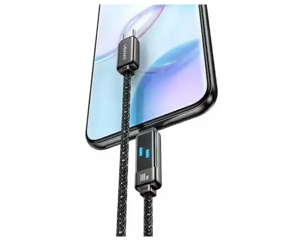 Usams Fast Charging Braided USB 2.0 Cable USB-C σε USB-C – 100W, Μαύρο, 1.2m