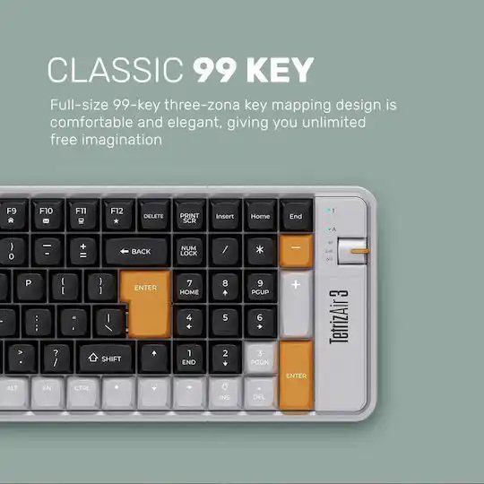 Alcatroz TETRIZ AIR 3 – Ασύρματο Bluetooth Πληκτρολόγιο International English (Imperial Black) KEYBOARD - Image 4